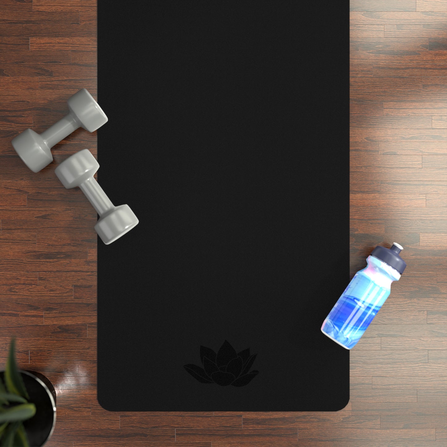 Lotus Rubber Yoga Mat — Black/Black Lotus Suede