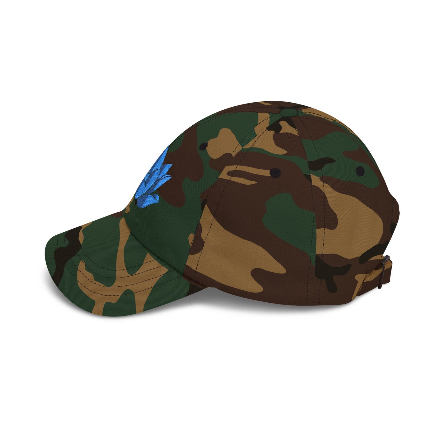 Lotus Embroidered Cap — Blue Glitter Lotus Baseball Hat
