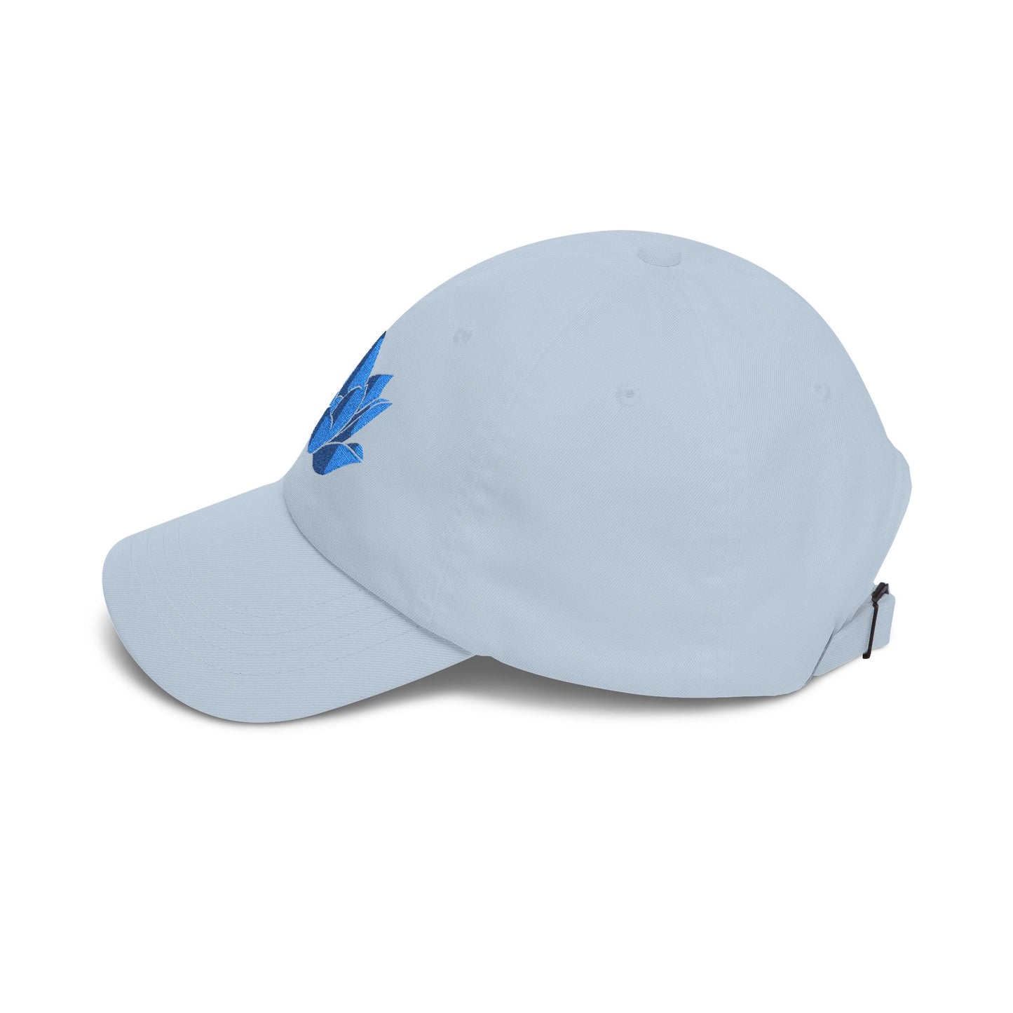 Lotus Embroidered Cap — Blue Glitter Lotus Baseball Hat