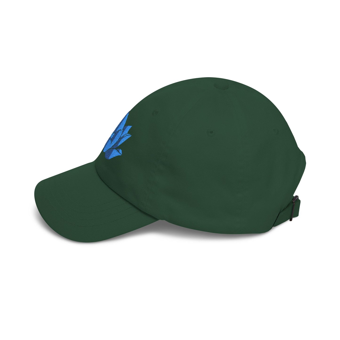 Lotus Embroidered Cap — Blue Glitter Lotus Baseball Hat