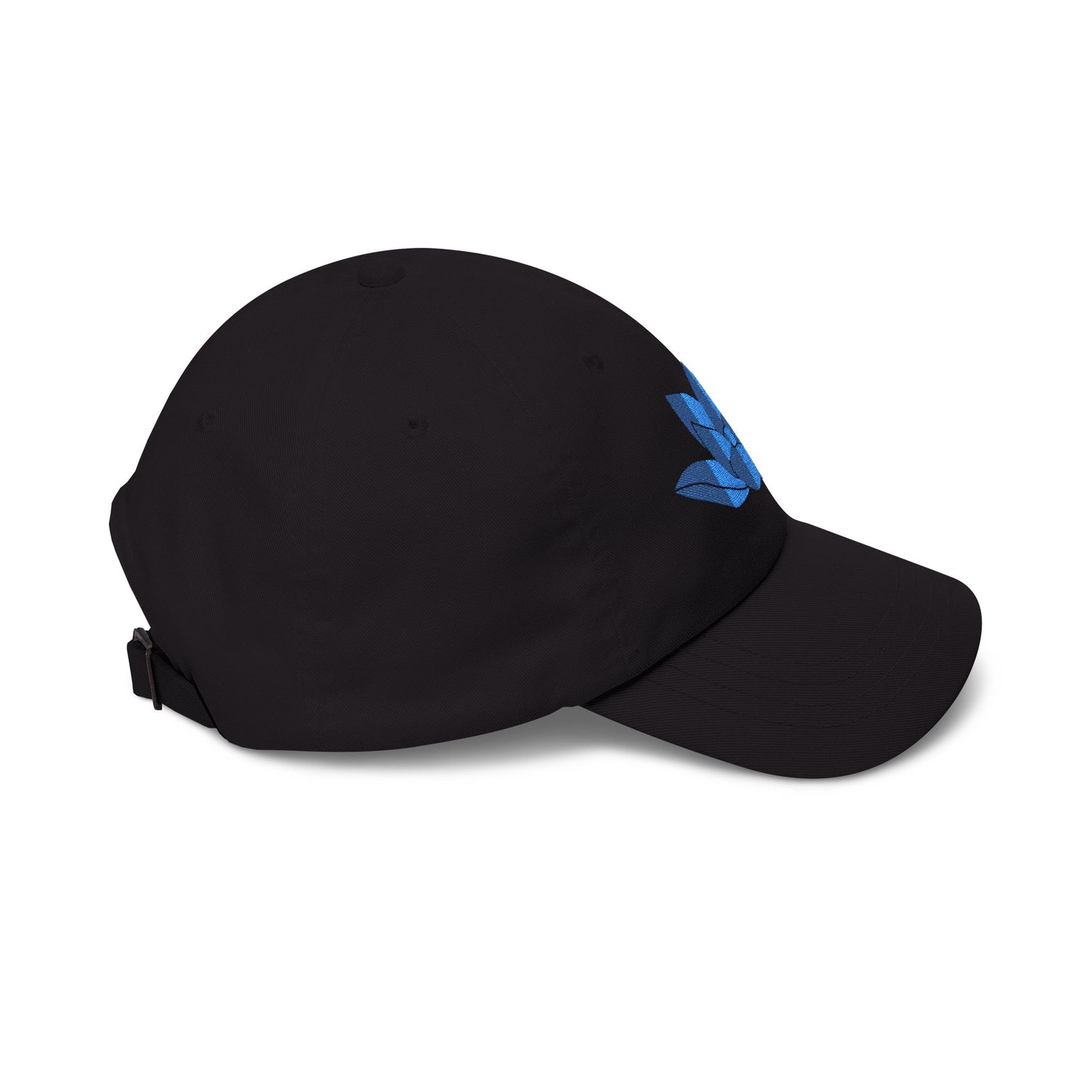Lotus Embroidered Cap — Blue Glitter Lotus Baseball Hat