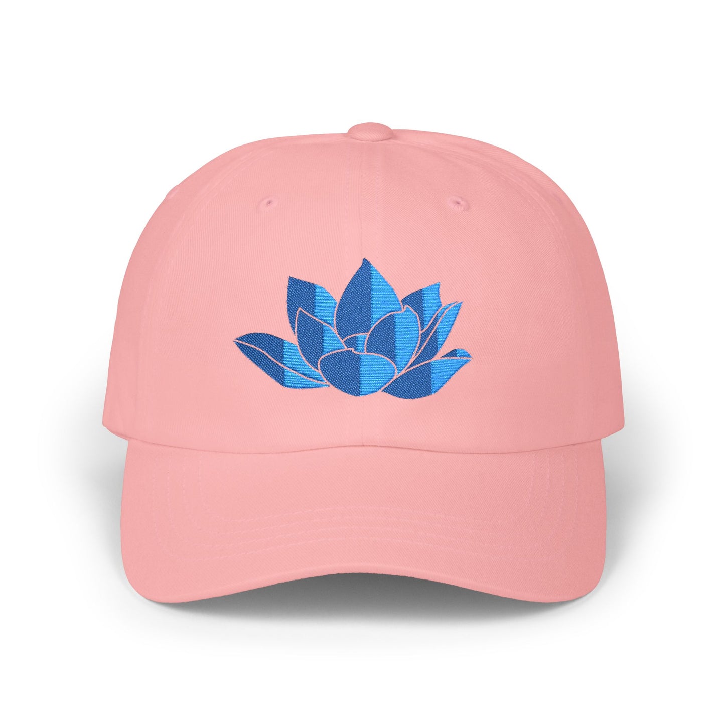 Lotus Embroidered Cap — Blue Glitter Lotus Baseball Hat
