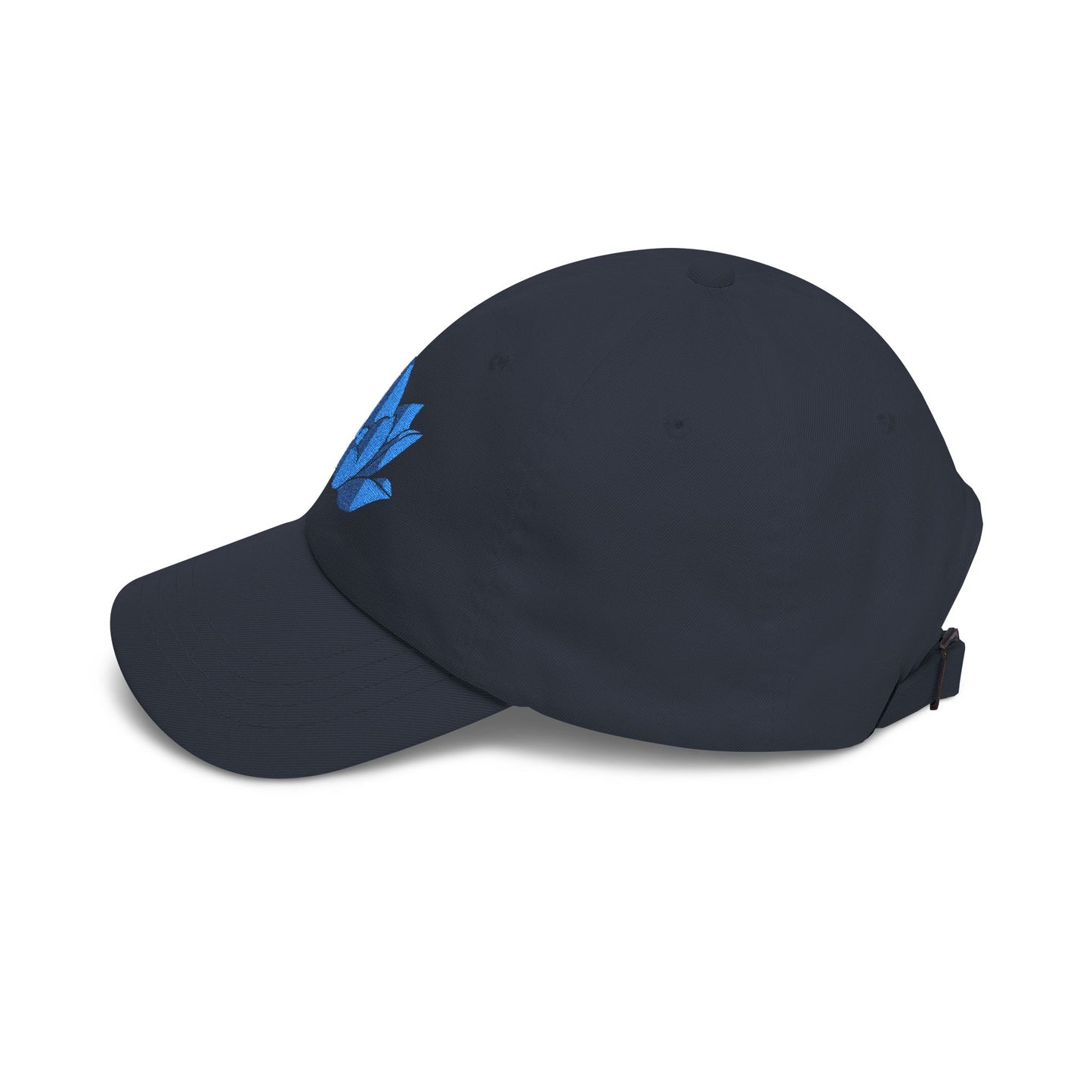 Lotus Embroidered Cap — Blue Glitter Lotus Baseball Hat