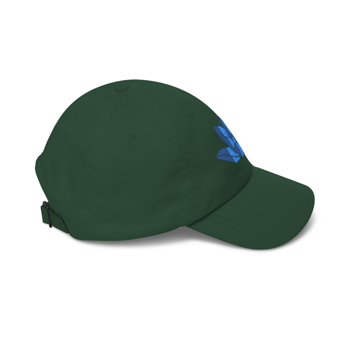 Lotus Embroidered Cap — Blue Glitter Lotus Baseball Hat