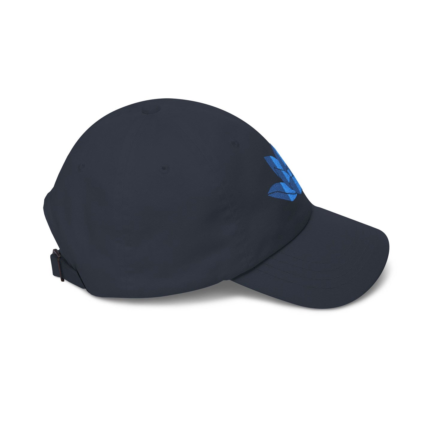 Lotus Embroidered Cap — Blue Glitter Lotus Baseball Hat