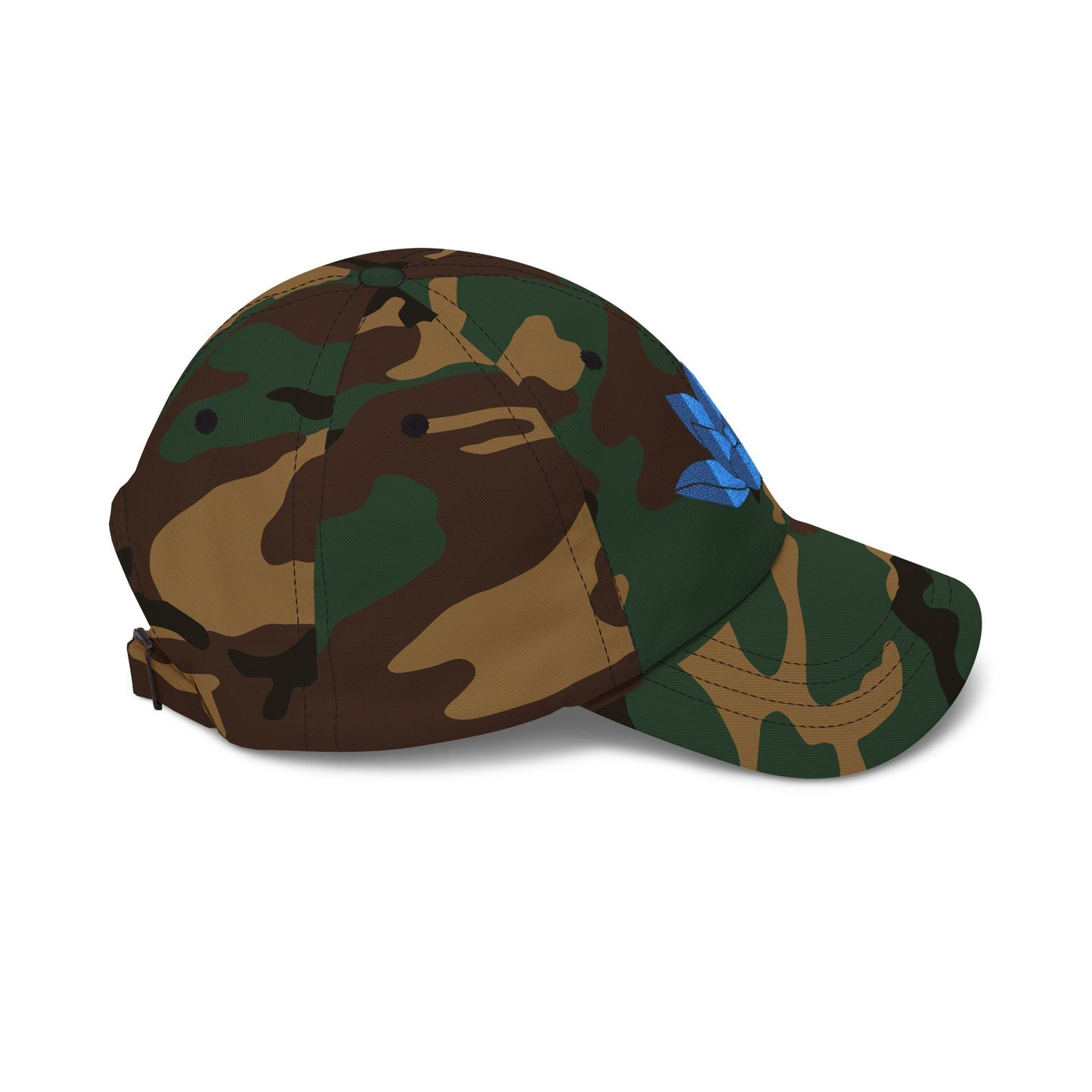 Lotus Embroidered Cap — Blue Glitter Lotus Baseball Hat