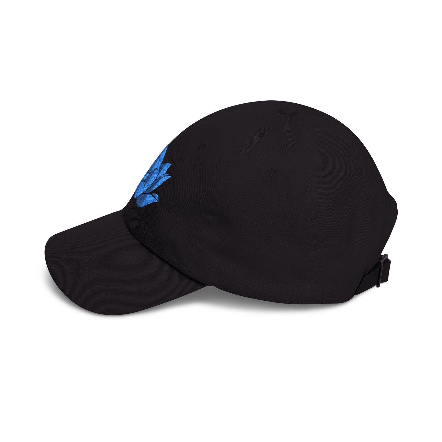 Lotus Embroidered Cap — Blue Glitter Lotus Baseball Hat