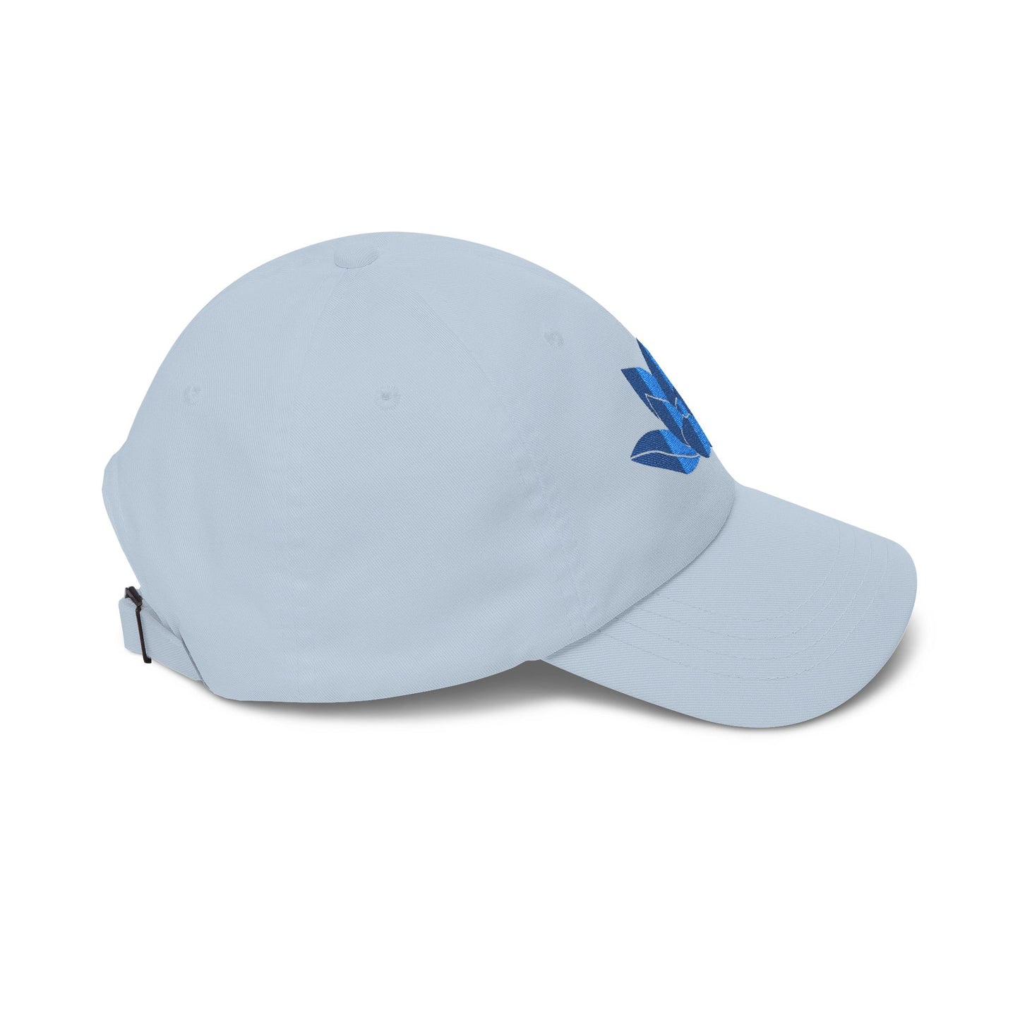 Lotus Embroidered Cap — Blue Glitter Lotus Baseball Hat