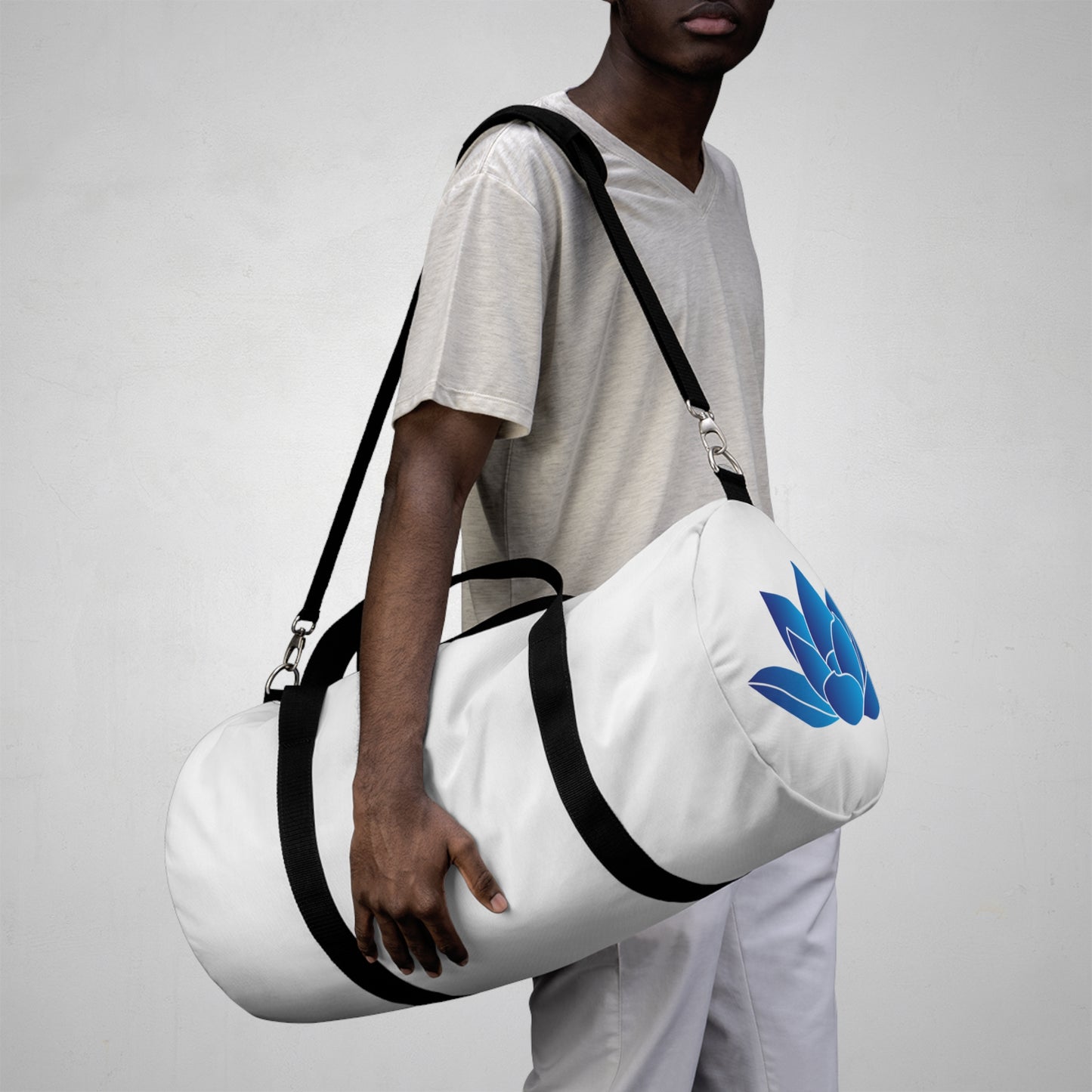 Motivational Duffel Bag for Fitness Enthusiasts - White - Logo Only