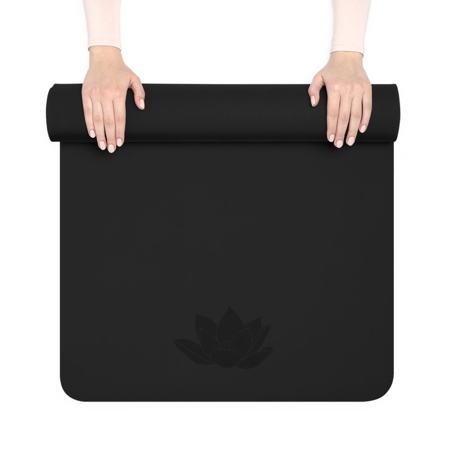 Lotus Rubber Yoga Mat — Black/Black Lotus Suede