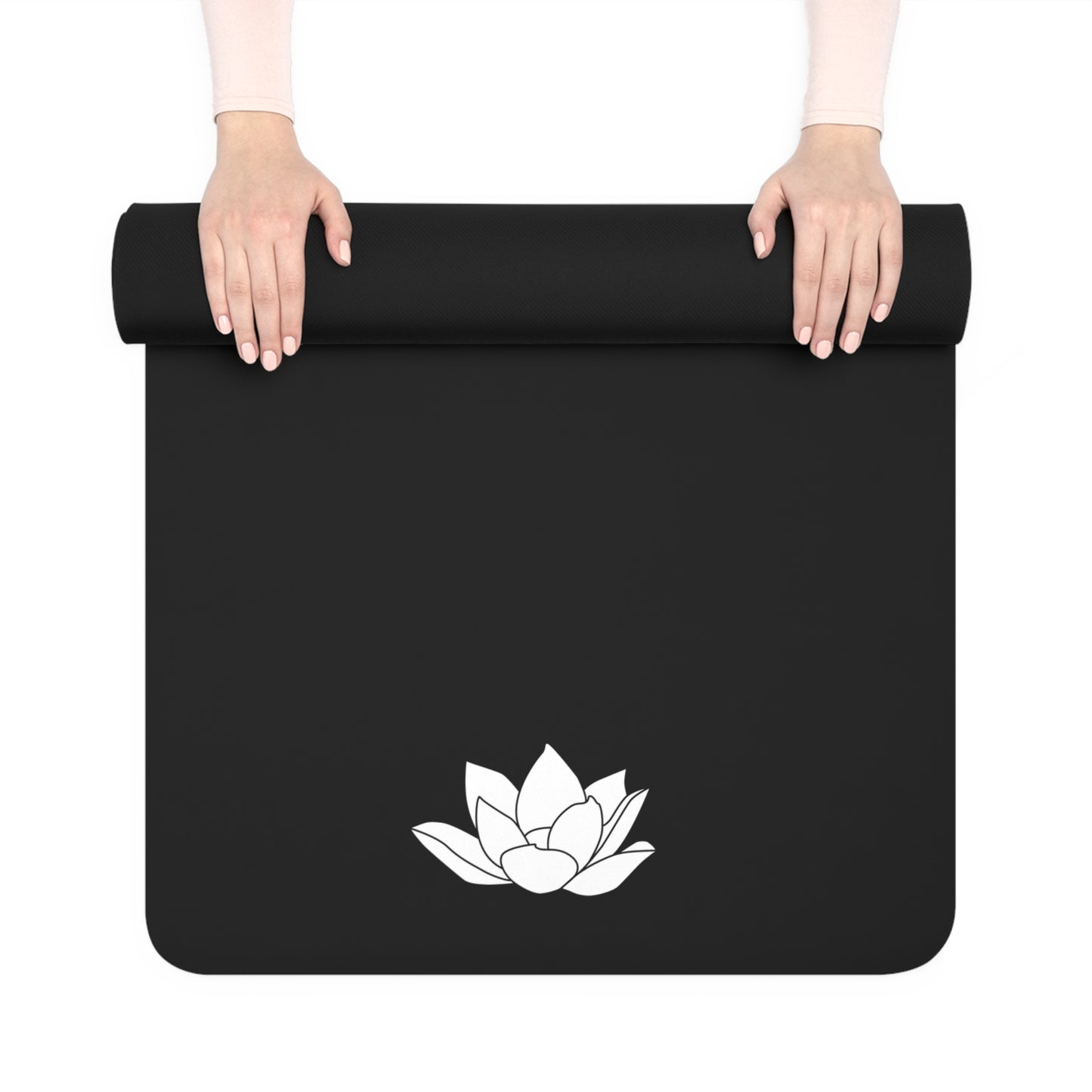 Lotus Rubber Yoga Mat — Black/White Lotus Suede